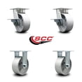 thumbnail image 2 of 5 Inch Kingpinless Semi Steel Wheel Caster Set 2 Brakes 2 Rigid Service Caster, 2 of 2