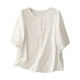 thumbnail image 3 of Tops de encaje para mujer,Blusa informal de poliéster con mangas 3/4 y cuello redondo para mujer, ideal para uso diario y en casa, sopatenor, 3 of 9