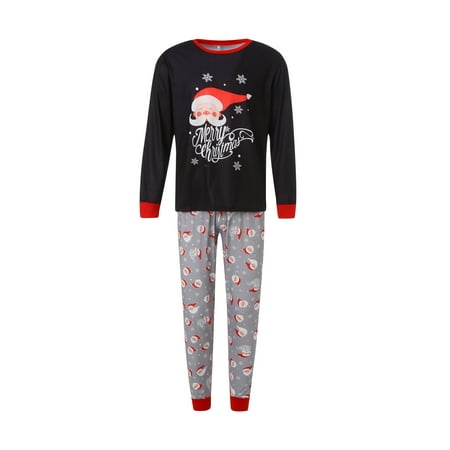 

Amuver Parent-Children Christmas Pajama Santa Print Long-Sleeves Tops with Casual Pants Loungewear for Father Mother Kids