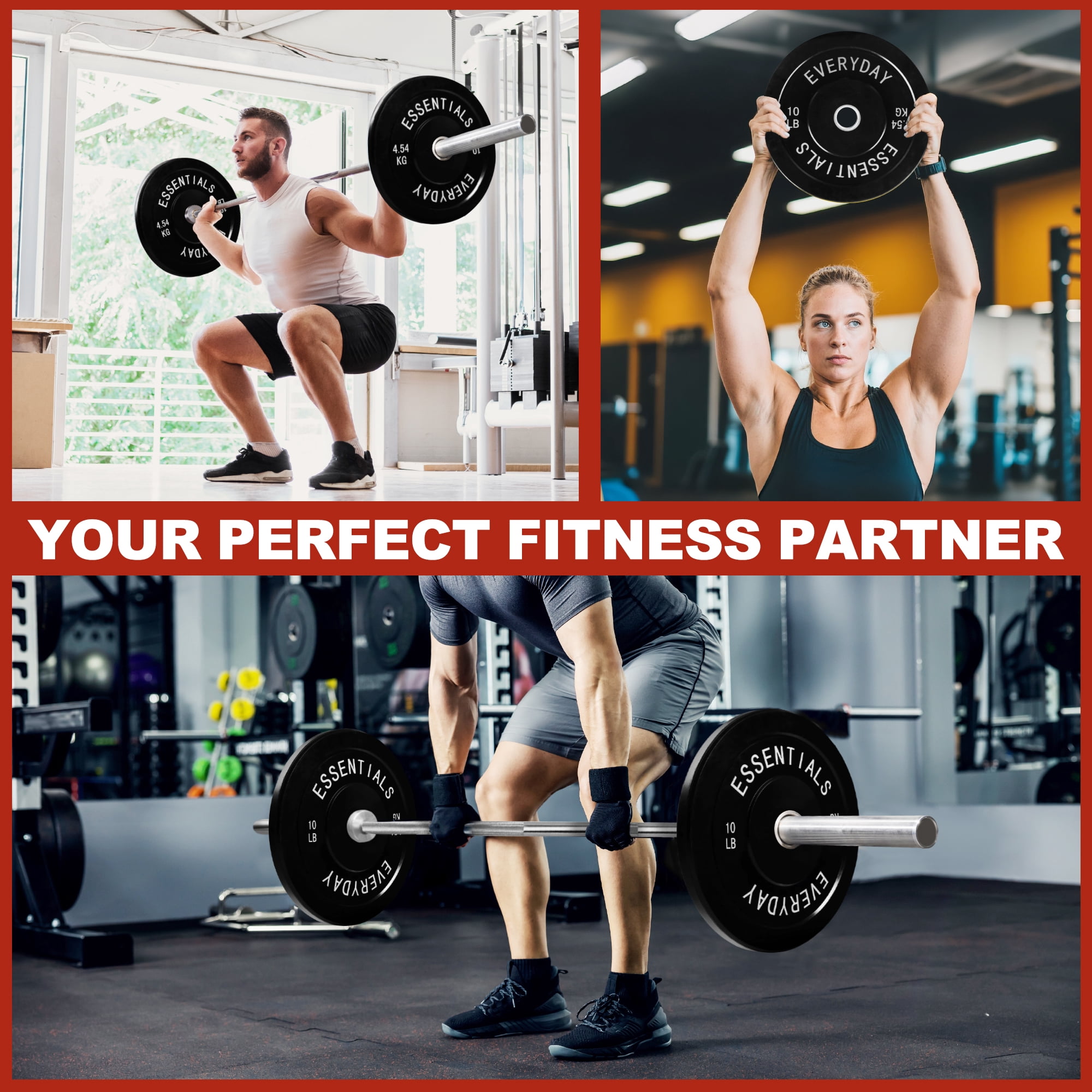 FlexWave Bumper Weight Plates, 10 lb Pair, Black, 2-Inch Hole