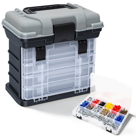 Plastic Tool Box, Hardware Material Storage Box, Small Portable Screws Tool Organizer for Craft, Small Parts Organizer Plastic Tool Box