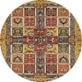 thumbnail image 1 of Ahgly Company Machine Washable Indoor Round Abstract Metallic Gold Area Rugs, 5' Round, 1 of 7