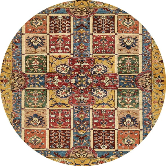 Ahgly Company Indoor Round Abstract Metallic Gold Abstract Area Rugs, 6' Round