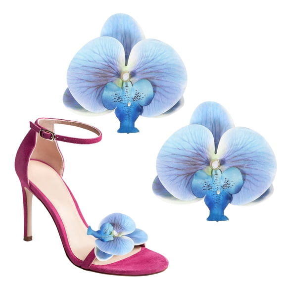 Uxcell Flower Shoe Clips, 2 Pcs Removable Decorative Shoe Clips Butterfly Orchid Accessories for Women, Navy