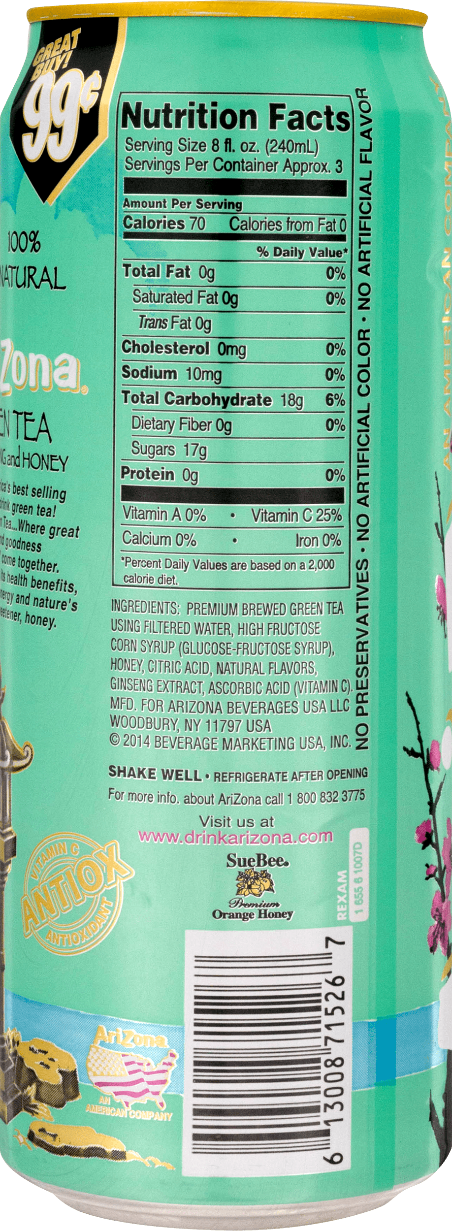 Arizona Sweet Tea Nutrition Facts Nutrition Ftempo