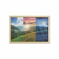 thumbnail image 1 of Nature Wall Art with Frame, Foggy Mountain Forest View in Various Times of the Day Idyllic Nature Collage Art, Printed Fabric Poster for Bathroom Living Room, 35" x 23", Multicolor, by Ambesonne, 1 of 2
