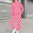 thumbnail image 2 of Piuwrlz Kids Fleece Sweatsuits 2pcs Hood Top and Pants Girls Boys Plush Hoodies and Sweatpants Watermelon Red Size 6-7Years, 2 of 6
