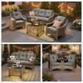 thumbnail image 4 of Ovios 4 Pieces Outdoor Furniture Set High Back All-Weather Wicker Patio Conversation Set with Solar Light Coffee Table, Dark Gray, 4 of 9