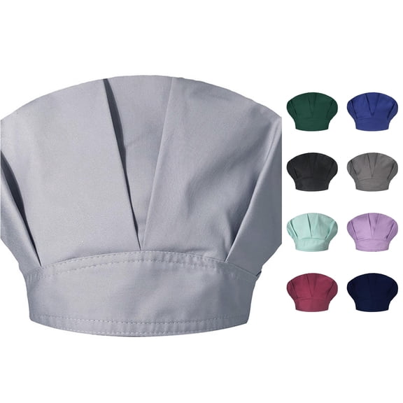 Unisex Solid Color Cap Kitchen Catering Oil Proof Chef Hat Bouffant Hat for Girls One Size