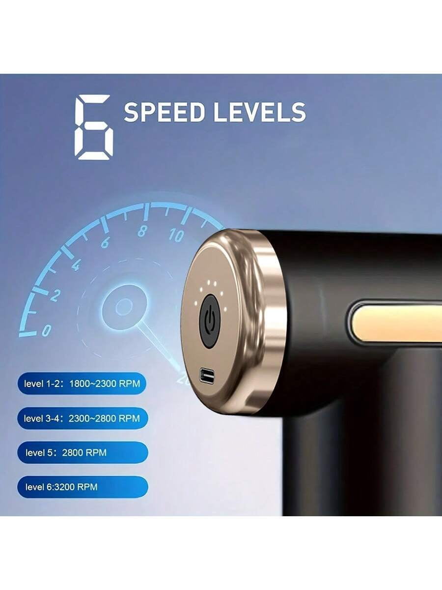 720 Key Fascia Massage Gun, USB Rechargeable 1200mAh, 6 Speeds & 4 Heads for Muscle Relaxation, Recovery for Athletes, Office Workers, Fitness Enthusiasts