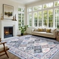 thumbnail image 2 of Wellber Vintage Rugs Boho Floral Area Rug Fluffy Carpet for Living Room Bedroom Home Decor,4'x6',Blue, 2 of 7