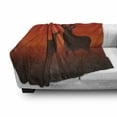 thumbnail image 3 of Hunting Soft Flannel Fleece Blanket, Silhouette Illustration of a Deer and Doe on Meadow Animals Autumn Season Skyline, Cozy Plush for Indoor and Outdoor Use, 50" x 70", Multicolor, by Ambesonne, 3 of 6