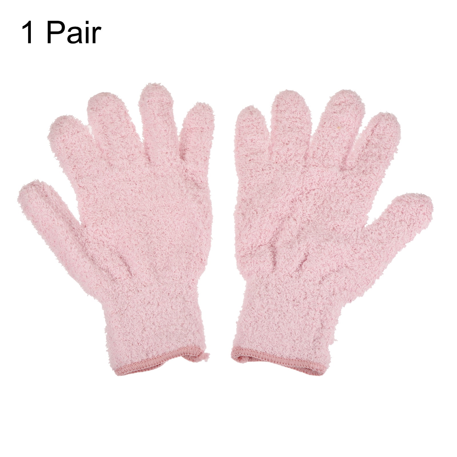 Unique Bargains Dusting Cleaning Gloves Microfiber Mittens Set Pink