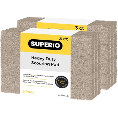 Natural Scouring Pad Non-Scratch Sisal Plant Based Scrubber Cleaning Scrub Pads, Eco-Friendly Reusable Kitchen Scrubbing Pad Pack of 6, by Superio