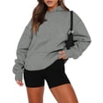 thumbnail image 3 of Leidass Women's Oversized Pink Hoodie Sweatshirt, Casual Long Sleeve Pullover with Pocket, Soft and Cozy for Everyday Wear Light Gray 2XL, 3 of 8