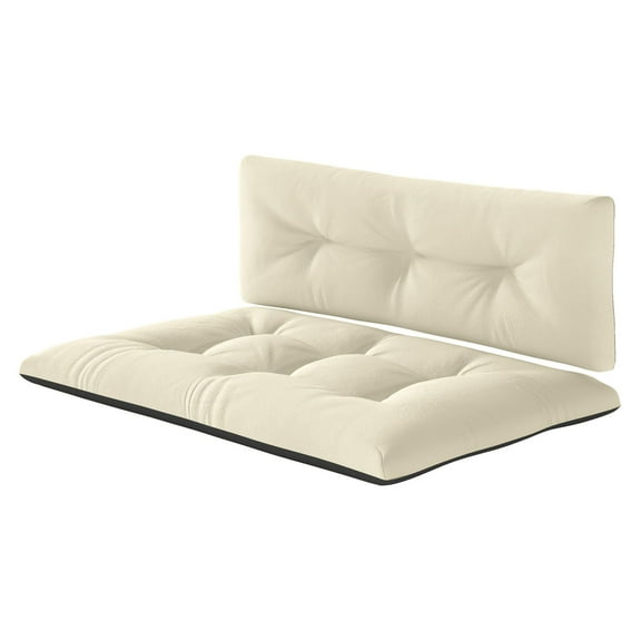 2 Seater Pallet Cushions Outdoor 3.9" Thick - Cream White Patio Replacement Cushions - Tufted Design for Garden Furniture, 47.2" Seat