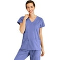thumbnail image 4 of Minty Mint, Women's, V Neck Solid Stretch Medical Scrub Set, Ceil Blue, XL, 4 of 5