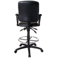 thumbnail image 3 of Pemberly Row Leather Multi Function Drafting Chair with Loop Arms in Black, 3 of 3