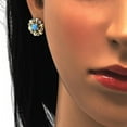 thumbnail image 2 of 15.3mm 14k Yellow Gold Plated Blue Opal Flower Stud Earrings, 15.3mm, 2 of 6