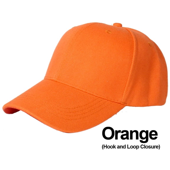 Orange Curved Visor Blank Baseball Cap Adjustable Size Unisex
