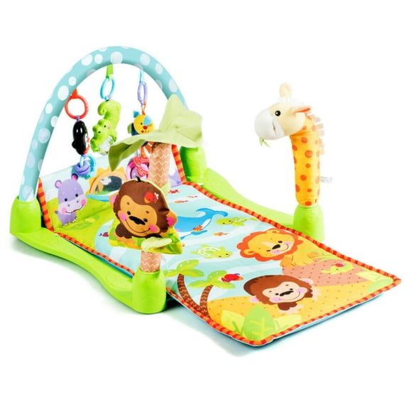Resenkos 4-in-1 Baby Play Gym Mat with 3 Hanging Educational Toys, 适合 0-3-6-9-12 个月幼儿的婴儿游戏垫