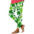 thumbnail image 3 of lcziwo Lightning Sales, Women's St Patrick's Day Leggings Novelty Shamrock Print High Waist Yoga Pants Slim Fit Stretchy Workout Tights Holiday Bottom Trousers Multicolor XXL, 3 of 7