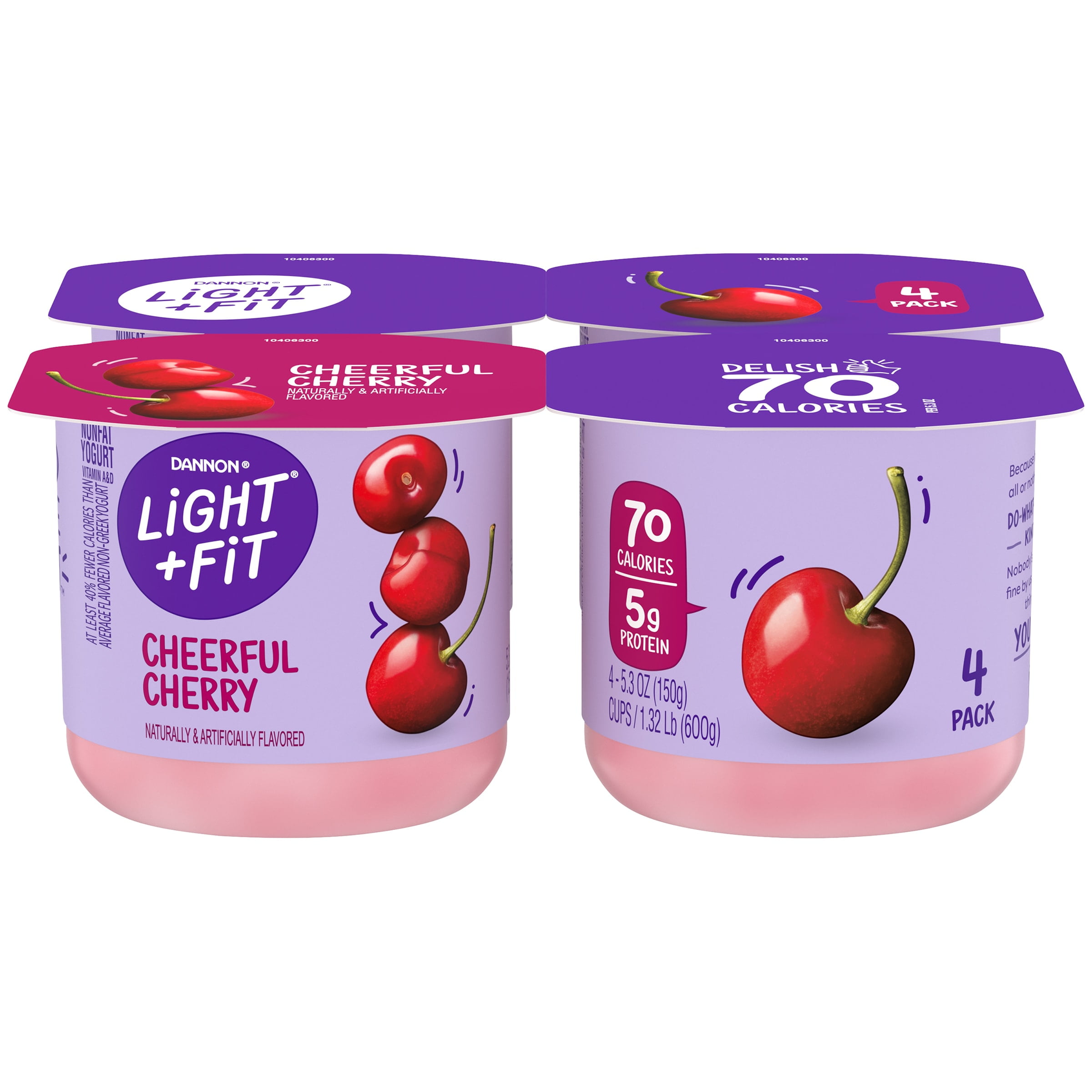 Light + Fit Nonfat Gluten-Free Cherry Yogurt, 5.3 Oz. Cups, 4 Count
