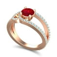 thumbnail image 2 of Diamond-Capitals 2.50 Carat Stylish Round Cut Red Ruby & Aquamarine Gemstone Bridal Ring for Women Solid 14K Rose Gold Size 5, 2 of 8