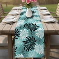 thumbnail image 4 of Teal Black Flowers Table Runner 72 Inches, Modern Abstract Blooms Floral Bed Runner Dresser Scarves Tabletop for Indoor Outdoor Parties/Ceremony/Banquet, 16" x 72", 4 of 9