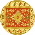 thumbnail image 1 of Ahgly Company Indoor Round Geometric Yellow Traditional Area Rugs, 3' Round, 1 of 4