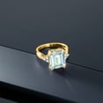thumbnail image 6 of Gem Stone King 5.59 Ct Octagon Sky Blue Simulated Aquamarine 18K Yellow Gold Plated Silver Ring, 6 of 6