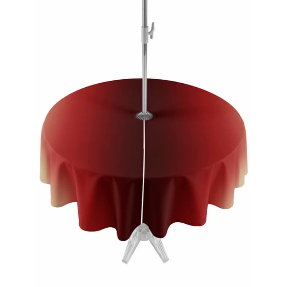 Outdoor Tablecloths with Umbrella Hole & Zipper, Dark Red Yellow Ombre Round Tablecloths 60 Inch, Farmhouse Modern Gradient Art Waterproof Table Cloth, Patio/Pool/Picnic Table Covers