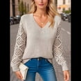 thumbnail image 4 of Suéter de Larga con Cuello en V para Mujer, Suéter de Otoño, Jersey de Punto. Albaricoque L, 4 of 9