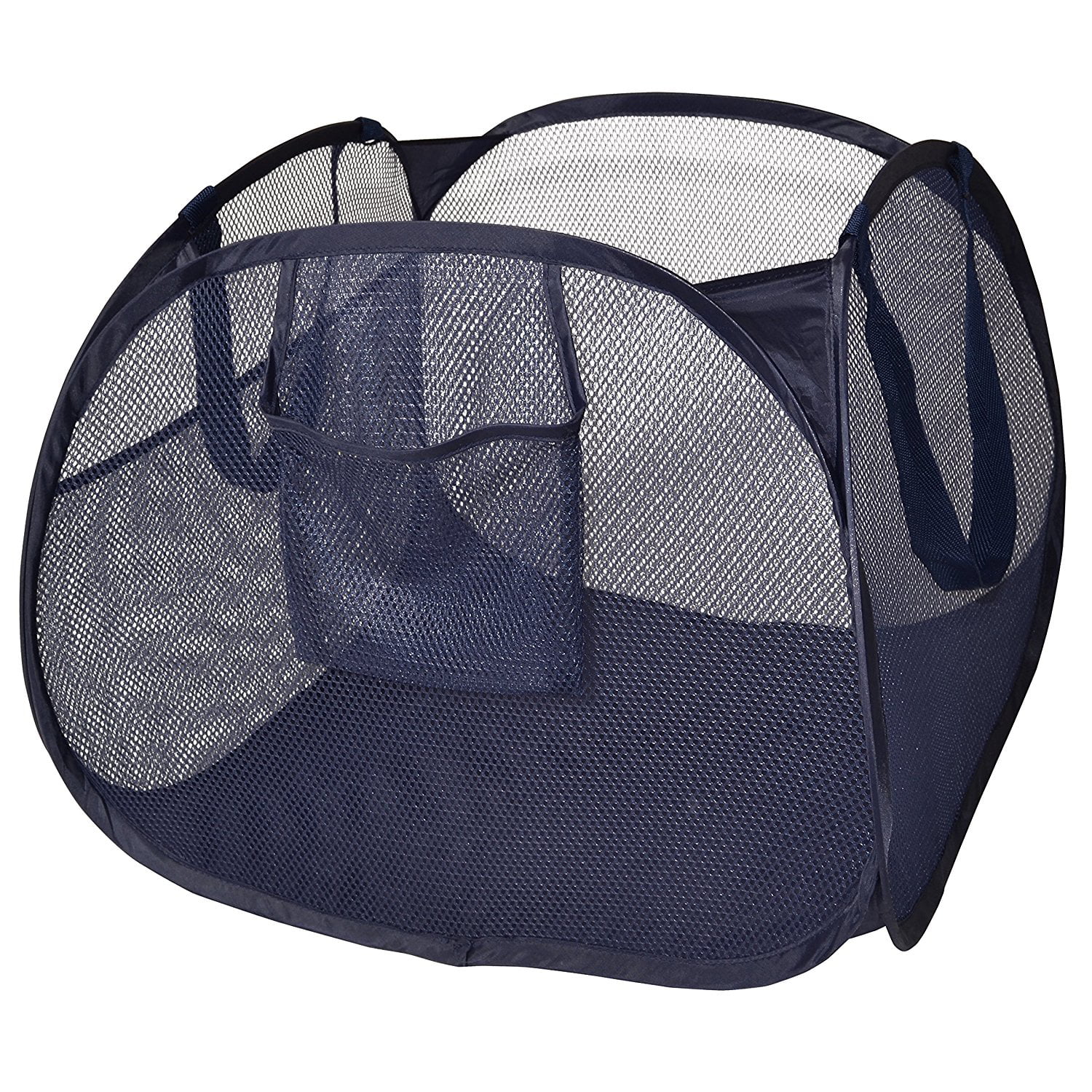 PROMART DAZZ Deluxe Large Mesh Spiral Laundry Pop Up Hamper with Handles Blue 