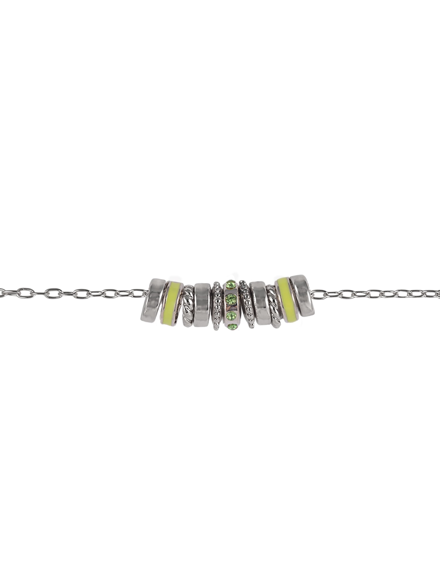 Time and Tru Silvertone Chain with Peridot Birthstone "August" Necklace