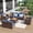 Blue, variant on 8-Piece Wicker Outdoor Patio Furniture Set With Thick Cushion, Rattan Patio Swivel Rocking Chairs Set Of 2 With Acacia Storage Table , Wicker Conversation Set For Outdoor Couch, Backyard, Blue,Blue