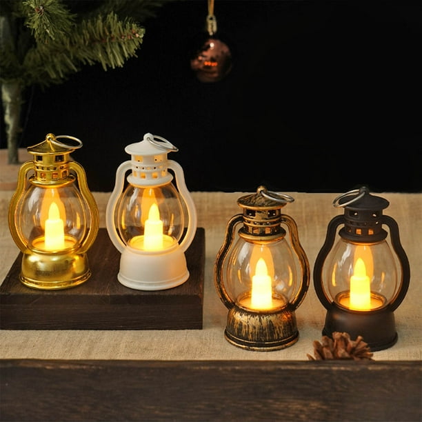 Xihbxyly Vela Electrónica de Luz Ambiental, Efecto Parpadeante Sin Llama, Diseño Retro de Lámpara de Aceite, Luz Nocturna Suave, Decoración Navideña y de Halloween, Tamaño Portátil.