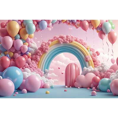 Childr Balloons Birthday Party Photocall Backdrop Cloud ration Background Custom Photography Shooting Prop