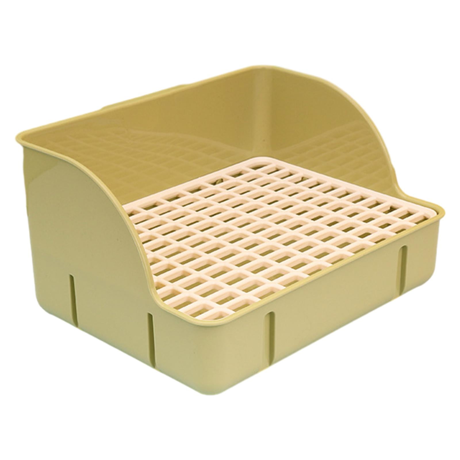 Menolana Rabbit Corner Litter Pan 29x22x15.5cm Potty Trainer Corner Toilet Box for Guinea Pigs Chinchillas Cage Accessories green pp mesh
