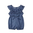 thumbnail image 1 of ITFABS Baby Girl's Blue Sleeveless Romper Ruffle Layered One Piece Playsuit, 1 of 8