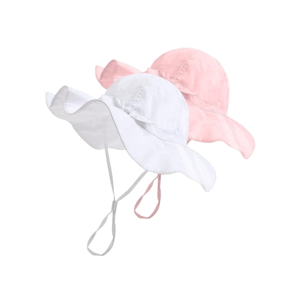 FURTALK 2PC Baby Sun Hat Toddler Beach Hats with UPF 50 Sun Protection Wide Brim Girls Bucket Hat