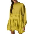 thumbnail image 2 of DailyTrove Women's Oversized Long Sleeve Mini Dress, Casual Office & Daily Wear, Mid-Weight Cotton Blend, Relaxed Fit, Solid Color, 2 of 6
