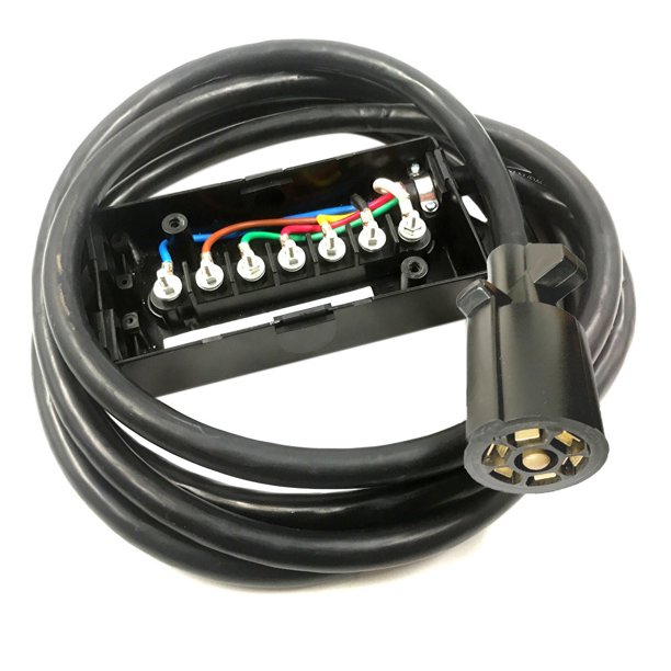 8 Feet Heavy Duty 7Way Plug Inline Trailer Cord with 7 Gang Junction Box High Quality for RV