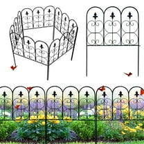 Kinbor 5 Panels Decorative Garden Fence Border, 31.7in (H) x 10ft (L) Metal Garden Fencing Animal Barrier for Dogs, Black
