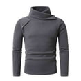 thumbnail image 2 of ZUKMRJPC Men's Turtleneck Sweater Long Sleeve Fashion Designed Button Slim Fit Pullover Sweater Casual Solid Color Knit Shawl Collar Tops, 2 of 7