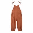 thumbnail image 5 of Women's Denim Overalls, Solid Color Casual Jumpsuit With Pocket & Drawstring, Loose Bib Pants For Farmhouse Style Orange L, 5 of 5