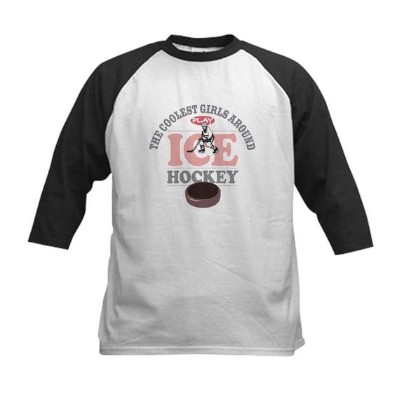 CafePress - Coolest Girls Hockey Baseball Jersey - Kids Cotton Baseball Jersey, 3/4 Sleeve Shirt