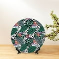 thumbnail image 6 of Bingfone Tropical Leaves Print Bone China Dinner Decorative Plates,Handmade Ceramic Dinner Plate with Stand for Home Club-7in, 6 of 6