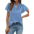 thumbnail image 4 of PRETTYGARDEN Women's Summer Blouses Dressy Casual Ruffle Cap Sleeve V Neck Business Work Trendy Cute Tops Spring Outfits, 4 of 10