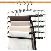 Torubia 5 Layers Pants Hangers Non Slip Space Saving Hangers Multi-Layer Swing Arm Pants Hanger Space Saver Hangers Closet Storage Organizer for Pants Jeans Trouser Tie Slack Clothes (4Pcs Black)